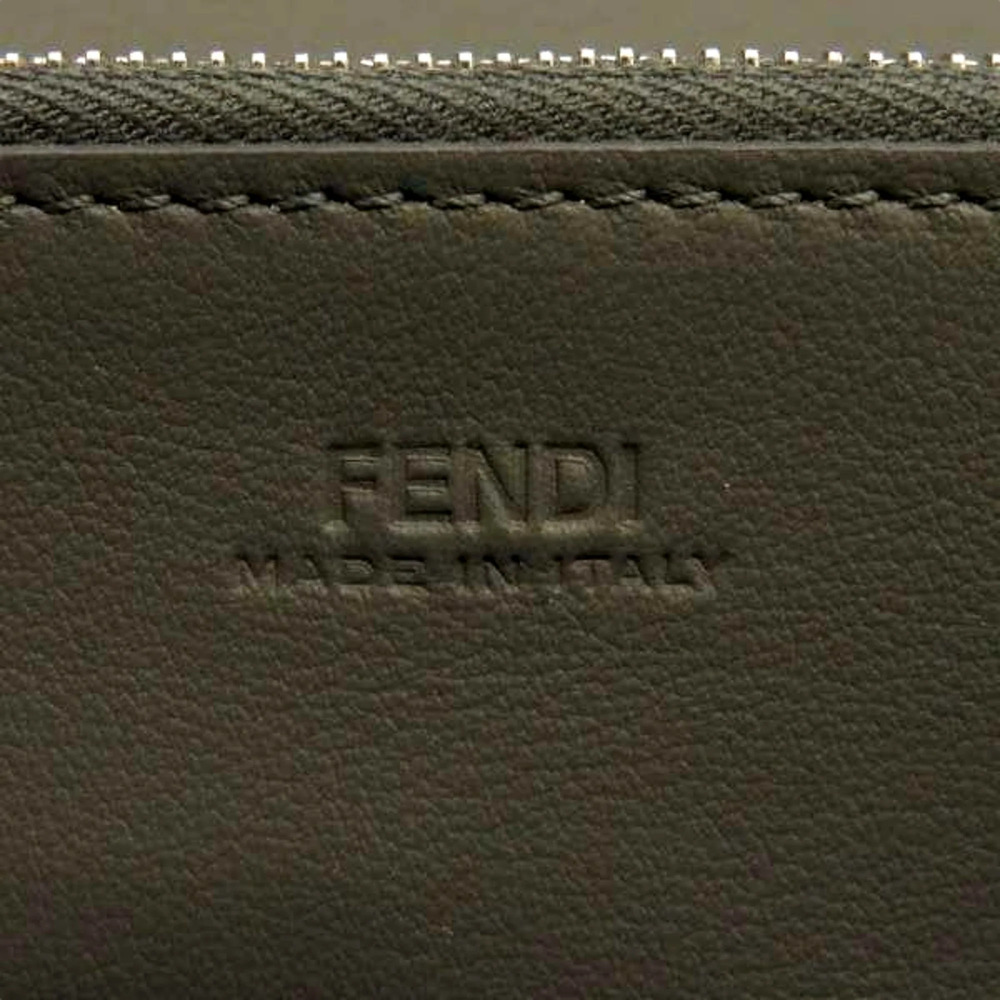 Fendi Peekaboo Turn Lock Black Grained Leather Continental Long Wallet Silver